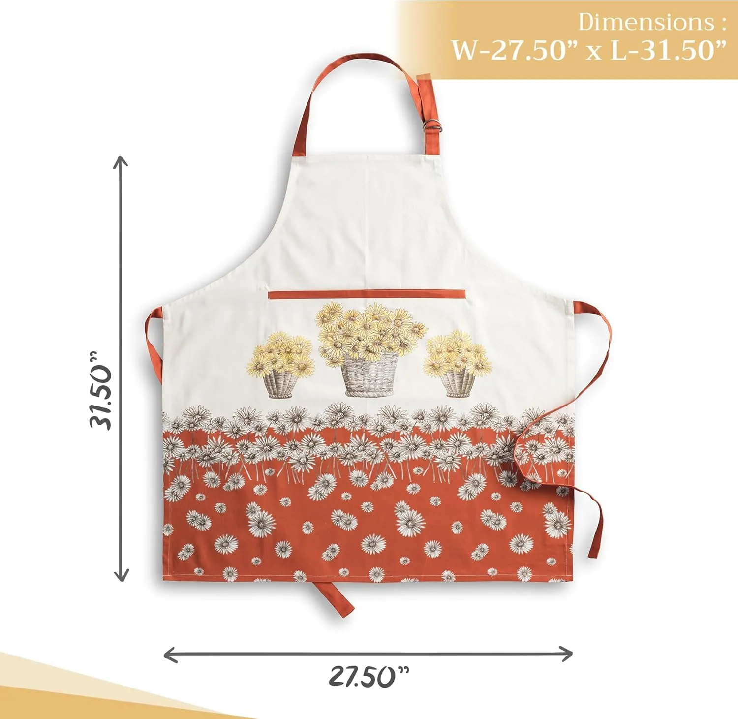 Maison d'Hermine 100% Cotton Apron for women with Pocket Kitchen Chef Apron for Men Cooking Gardening Server Waitress Maid