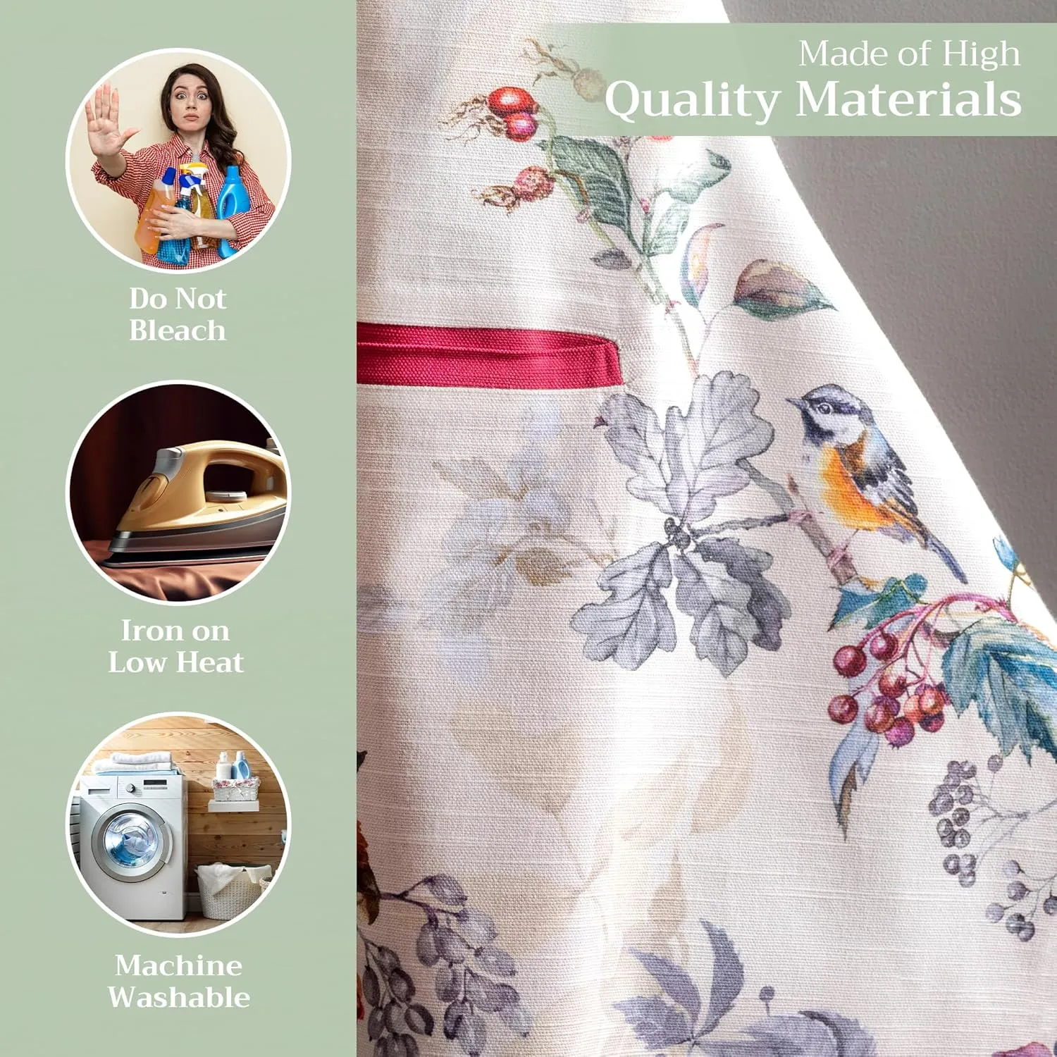 Maison d'Hermine 100% Cotton Apron for women with Pocket Kitchen Chef Apron for Men Cooking Gardening Server Waitress Maid