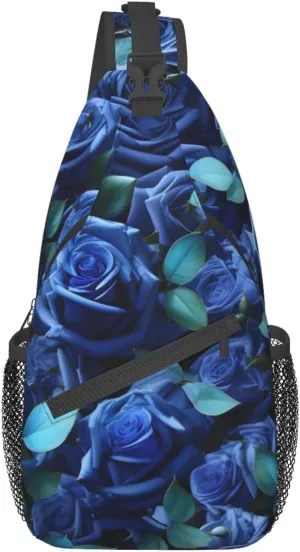 Many Blue Roses High Storage Capacity Chest Bag Diagonally Sling Backpack Crossbody Shoulder Bag For Men Women