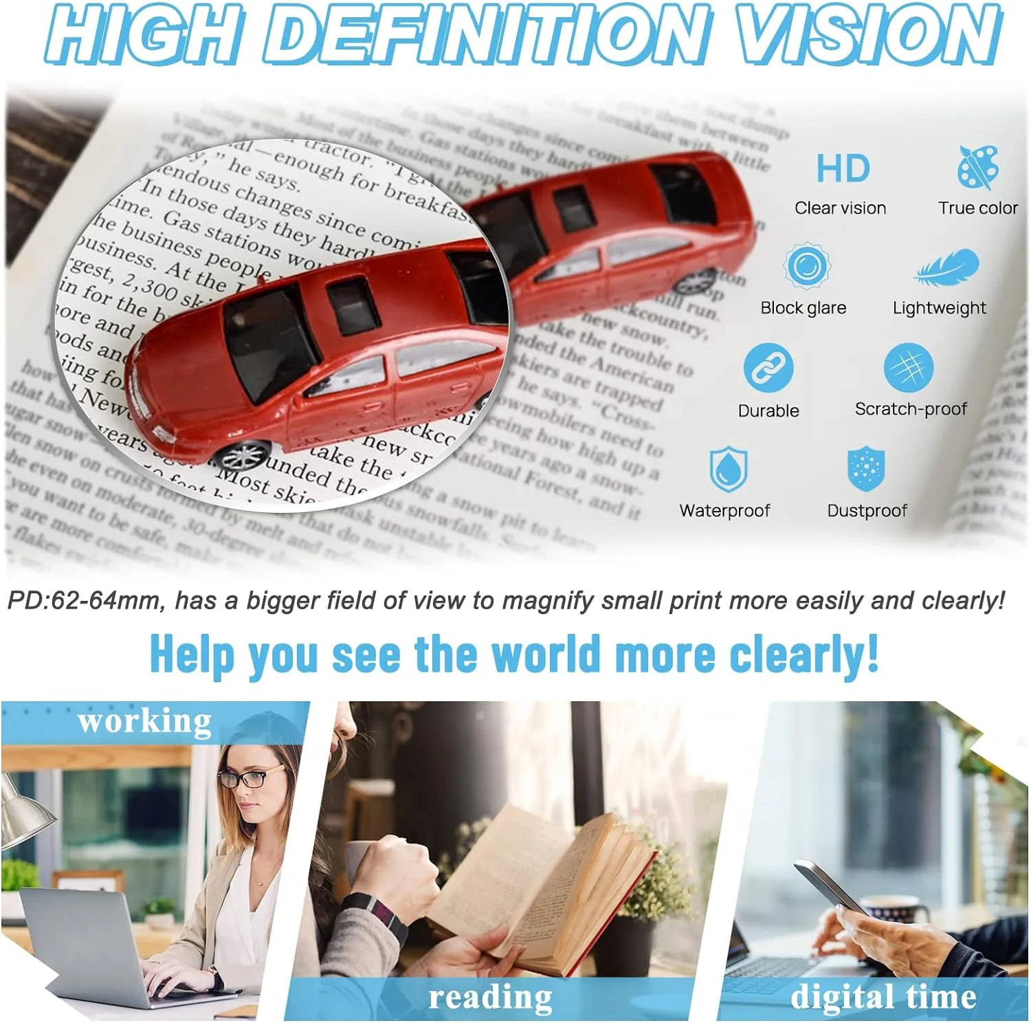 MARE AZZURO Reading Glasses Women's Reader 0 1.0 1.25 1.5 1.75 2.0 2.25 2.5 2.75 3.0 3.5 4.0 5.0 6.0 (Red 100)