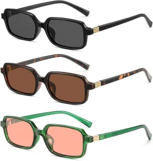 MASDUN Polarized Narrow Rectangle Sunglasses for Women Men Trendy Y2k Retro 90s Sun Glasses