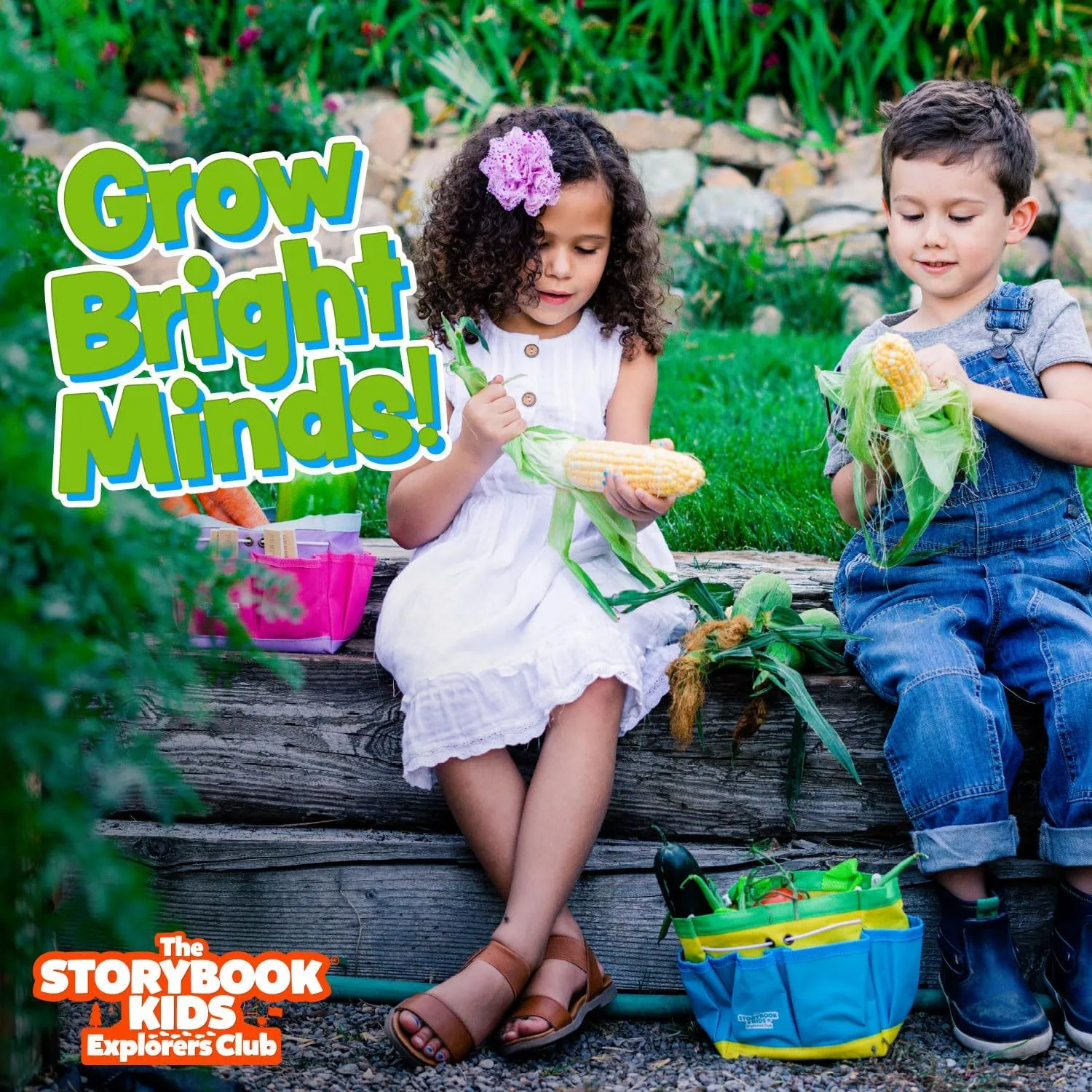 Matching Board Book - Red Kids Gardening Tools Set Includes Sturdy Tote Bag, Watering Can, Shovel, Rake, and Trowel - Garden Storybook - Kids Garden Tools- Easter Gifts for Toddler Age on up.