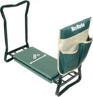 MaxWorks 51033 Folding Garden Kneeler Stool with 8 inch Wide Kneeling Pad, with 1 Tools Pouch for Planting and Gardening