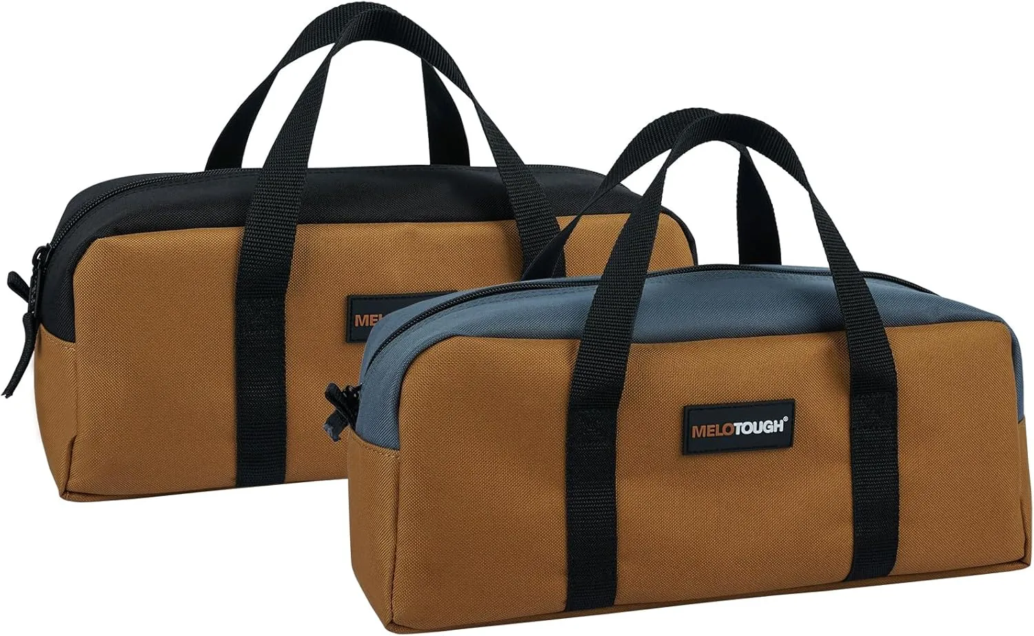 MELOTOUGH Tool Tote Bag Canvas Tool Bag with Zipper Utility 14 Inch Small Tool Storage Bags for Electrician,HVAC,Plumbing,Technician(Black & Grey)