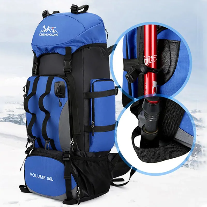 Men's 90L Camping Backpack Large Capacity for Travel & Hiking Gear