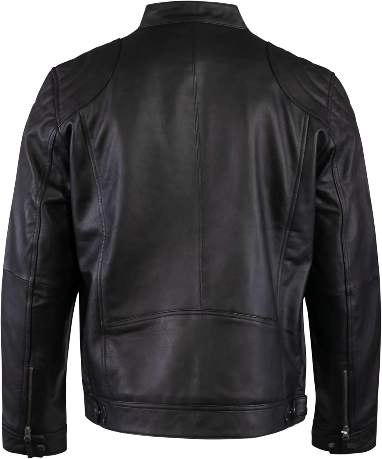 Mens Biker Fashion Distressed Lambskin Leather Racer Jacket - Retro Motorcycle Jacket