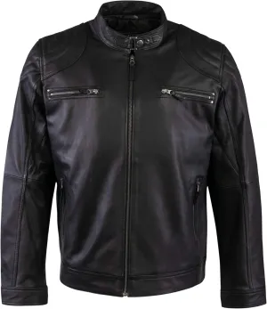 Mens Biker Fashion Distressed Lambskin Leather Racer Jacket - Retro Motorcycle Jacket