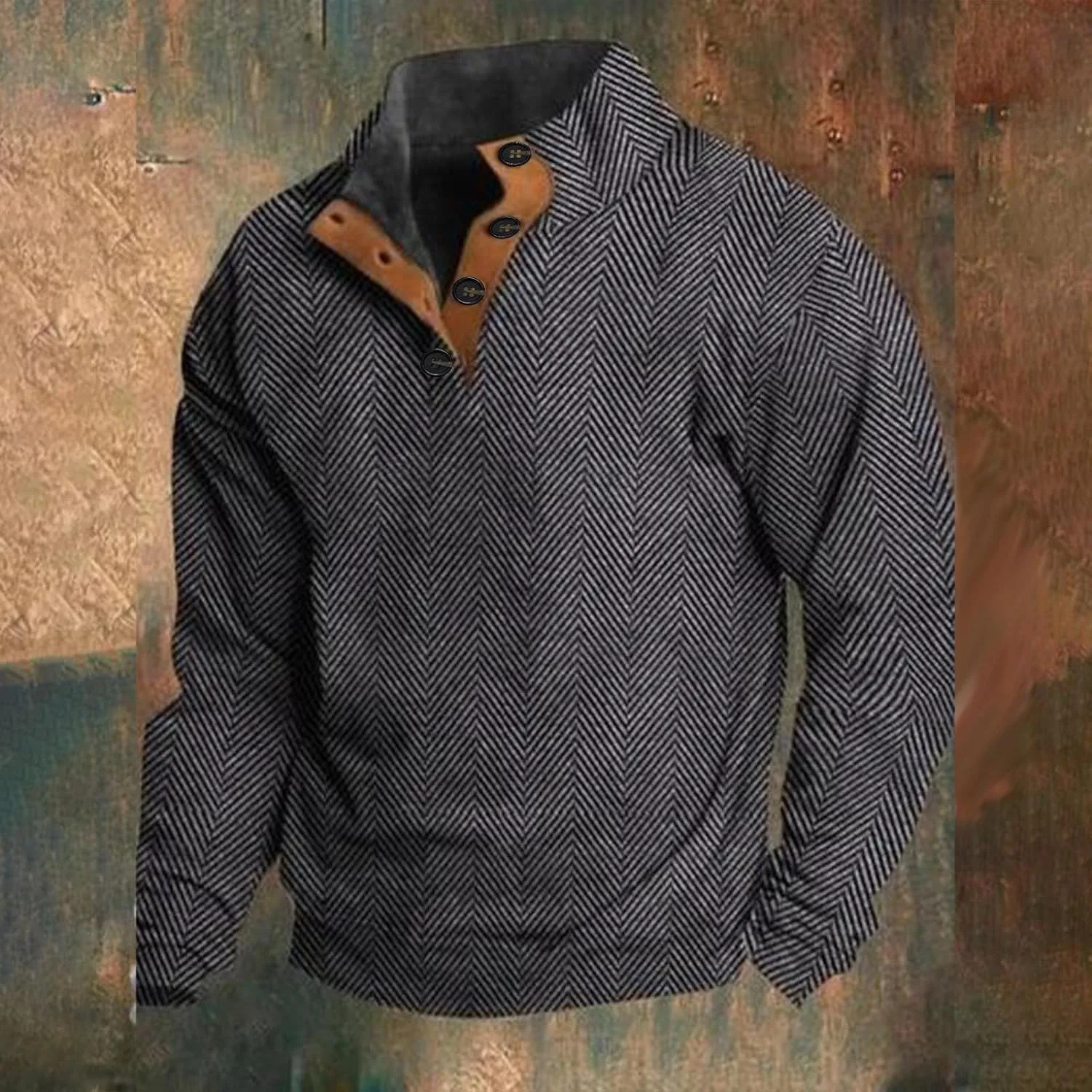 Men's Corduroy Long-Sleeved Sweatshirt Sweater Sweater with Elbow Patches Hunting Sweatshirt Mens Quilted Mens