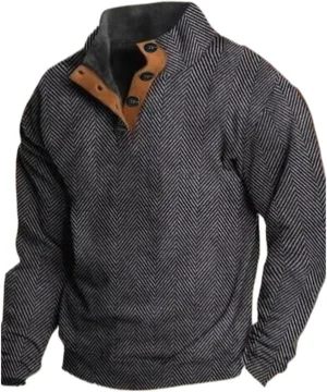 Men's Corduroy Long-Sleeved Sweatshirt Sweater Sweater with Elbow Patches Hunting Sweatshirt Mens Quilted Mens