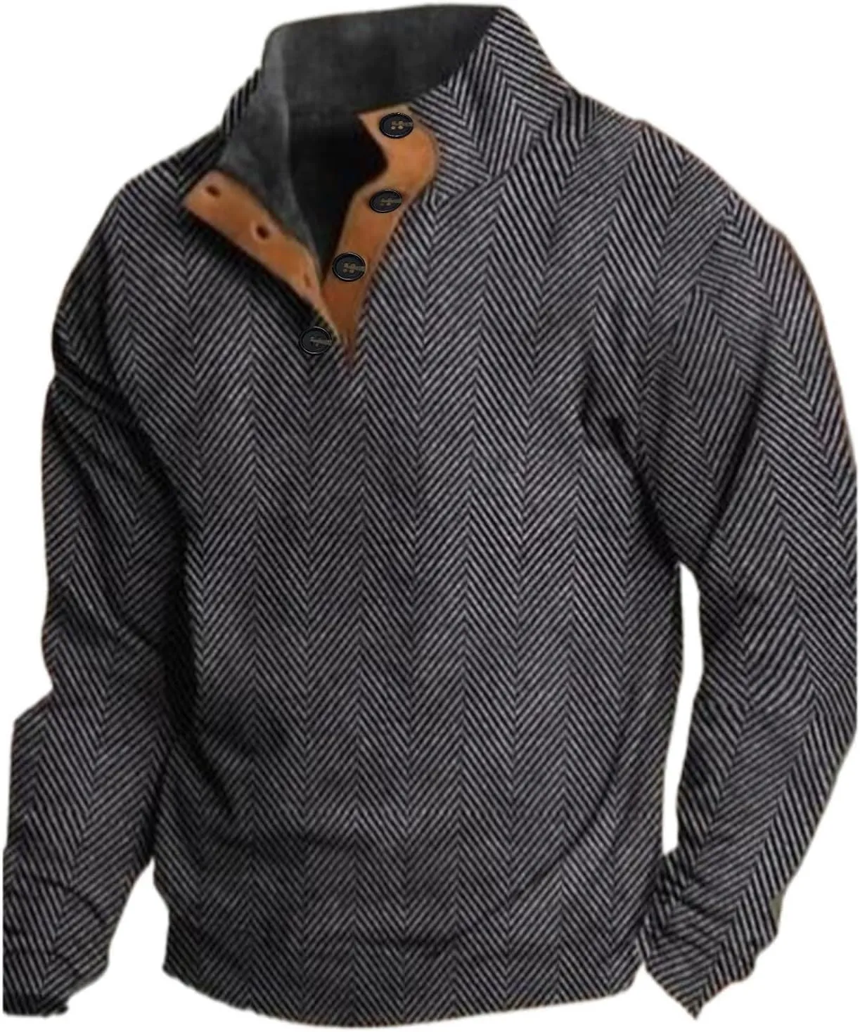 Men's Corduroy Long-Sleeved Sweatshirt Sweater Sweater with Elbow Patches Hunting Sweatshirt Mens Quilted Mens