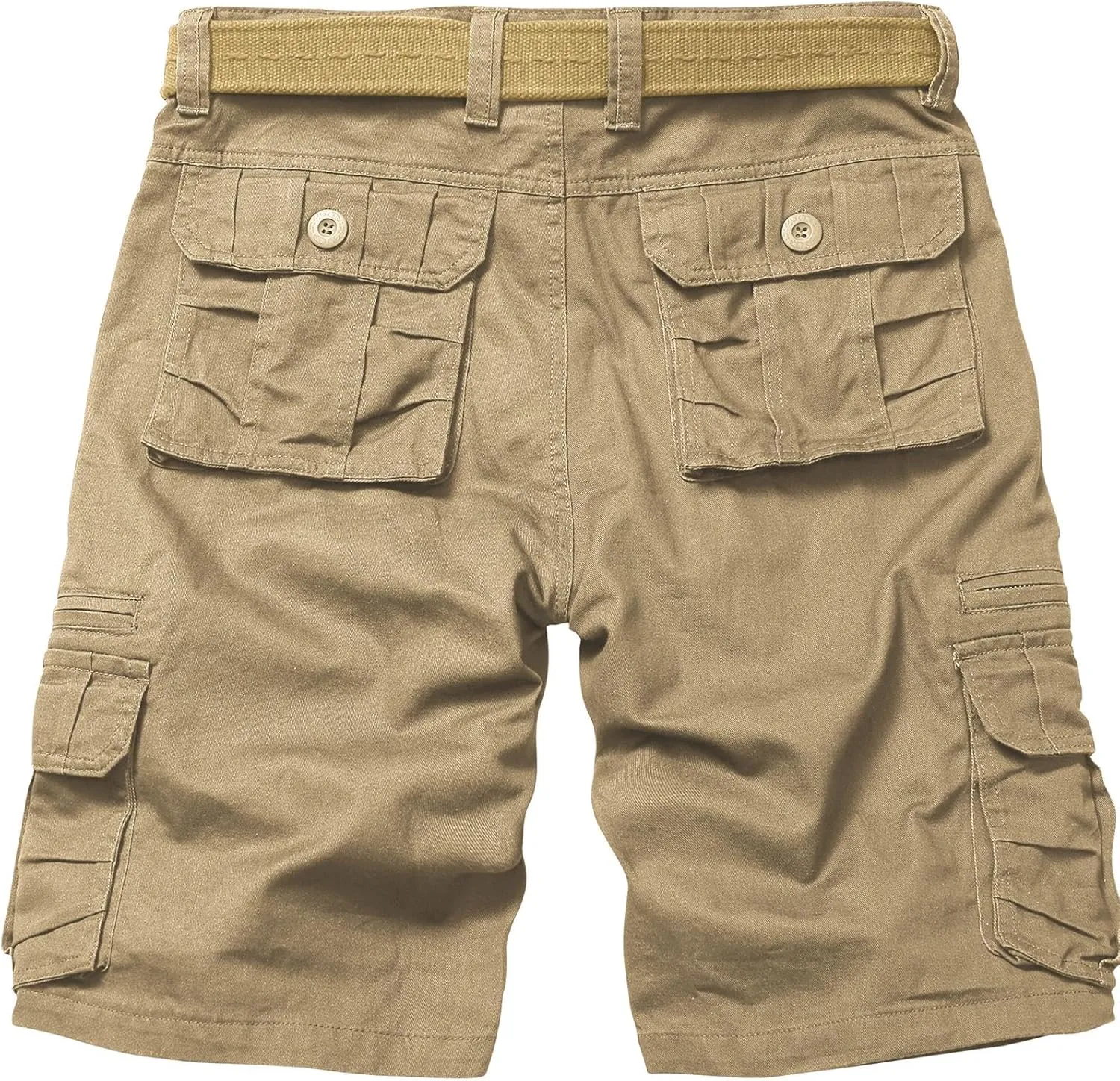 Men's Cotton Cargo Shorts Relaxed Fit Outdoor Casual Work Shorts with Zipper Pockets No Belt