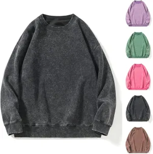 Men's Fashion Crewneck Sweatshirt Loose Fit Drop Shoulder Soft Basic Pullover Tops Causal Retro Y2k Workout Shirts