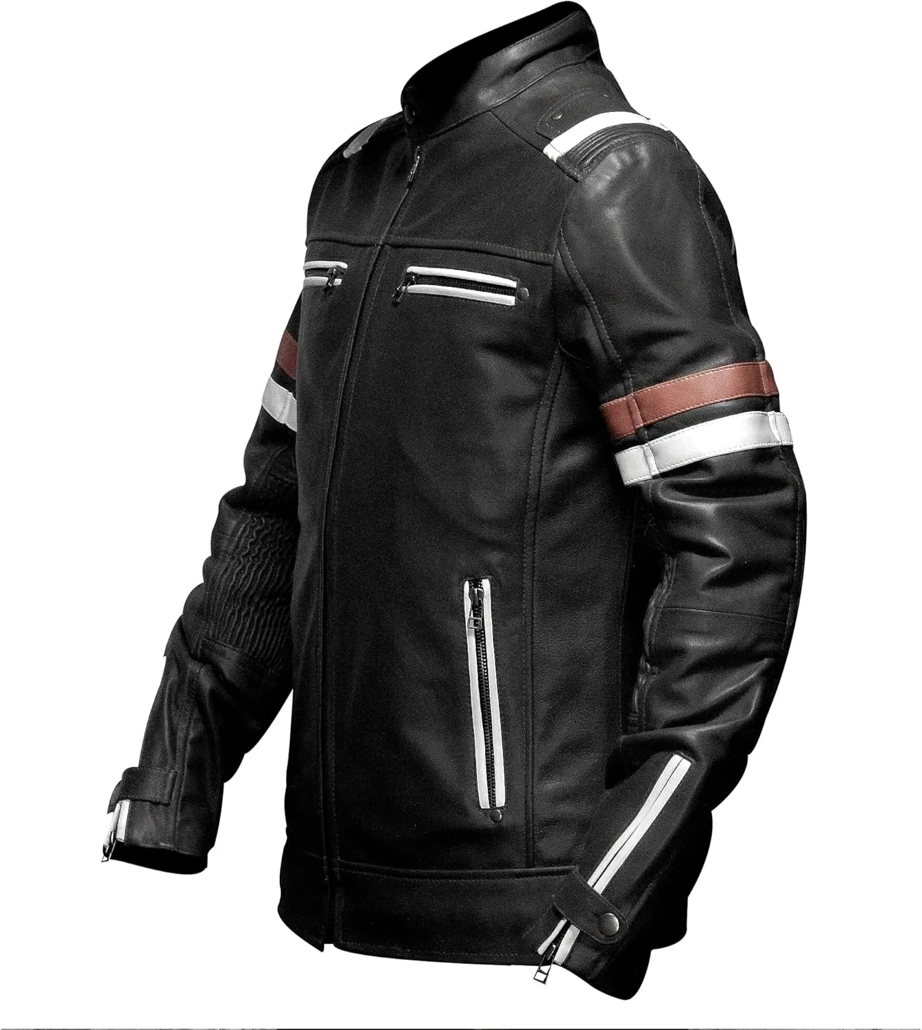 Mens Genuine Leather Biker Jacket Black Vintage Distressed Cafe Racer Retro Motorcycle Jacket