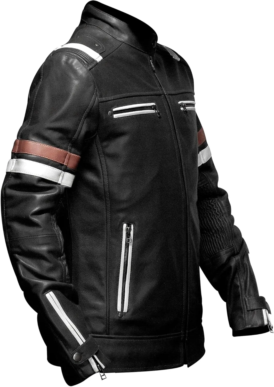 Mens Genuine Leather Biker Jacket Black Vintage Distressed Cafe Racer Retro Motorcycle Jacket