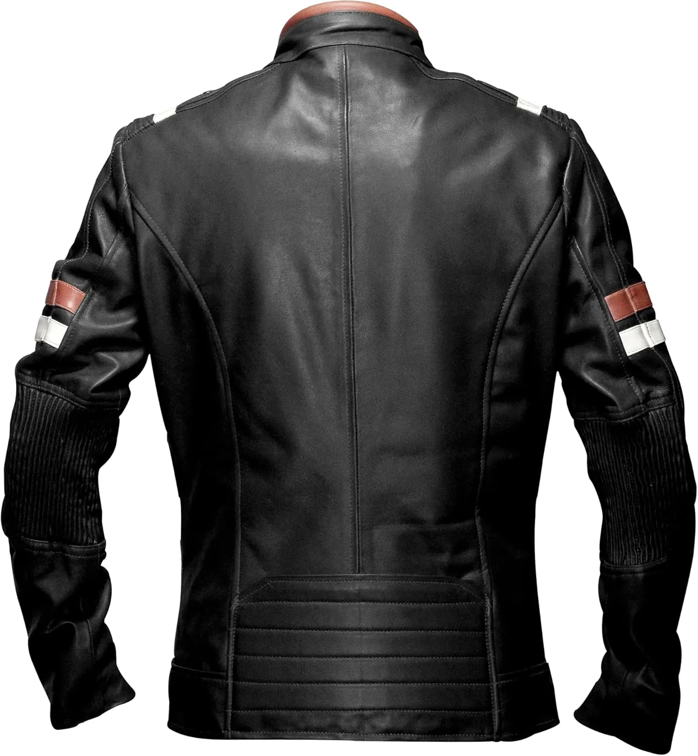 Mens Genuine Leather Biker Jacket Black Vintage Distressed Cafe Racer Retro Motorcycle Jacket