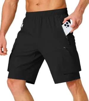 Men's Hiking Cargo Shorts Quick Dry Lightweight Summer Travel Shorts with Zipper Pockets for Camping Fishing Golf