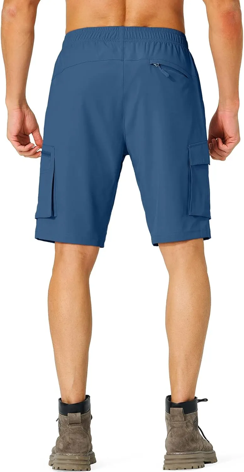 Men's Hiking Cargo Shorts Quick Dry Lightweight Summer Travel Shorts with Zipper Pockets for Camping Fishing Golf