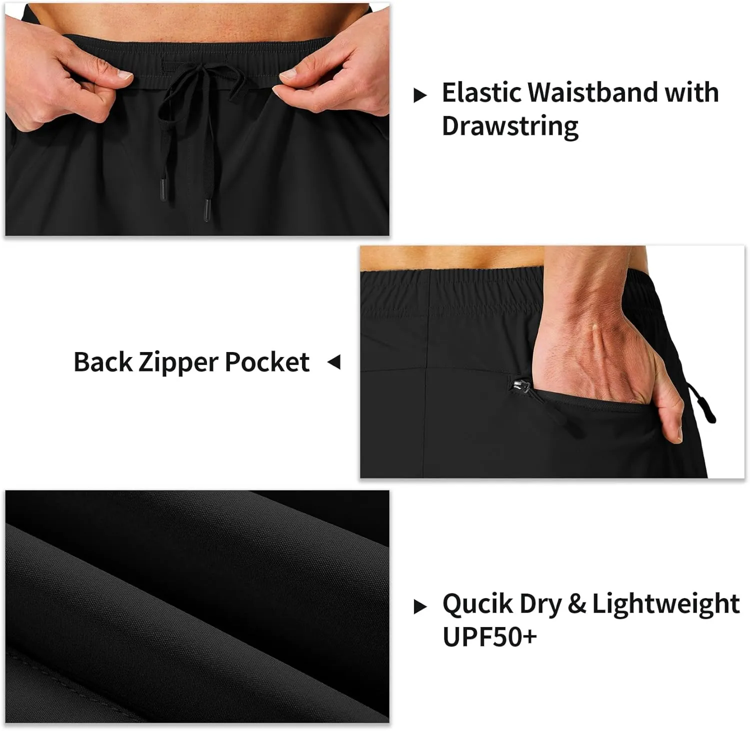 Men's Hiking Cargo Shorts Quick Dry Lightweight Summer Travel Shorts with Zipper Pockets for Camping Fishing Golf