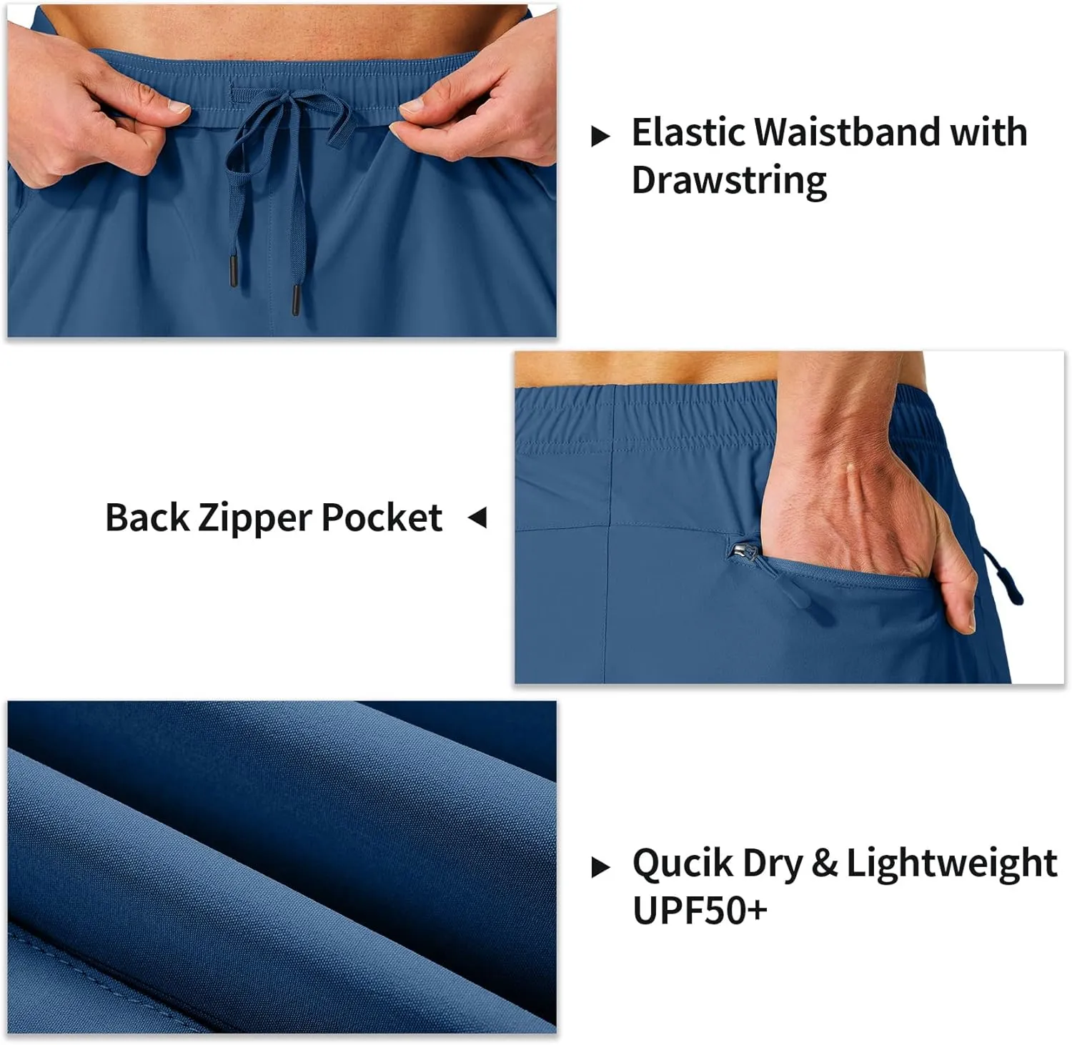 Men's Hiking Cargo Shorts Quick Dry Lightweight Summer Travel Shorts with Zipper Pockets for Camping Fishing Golf