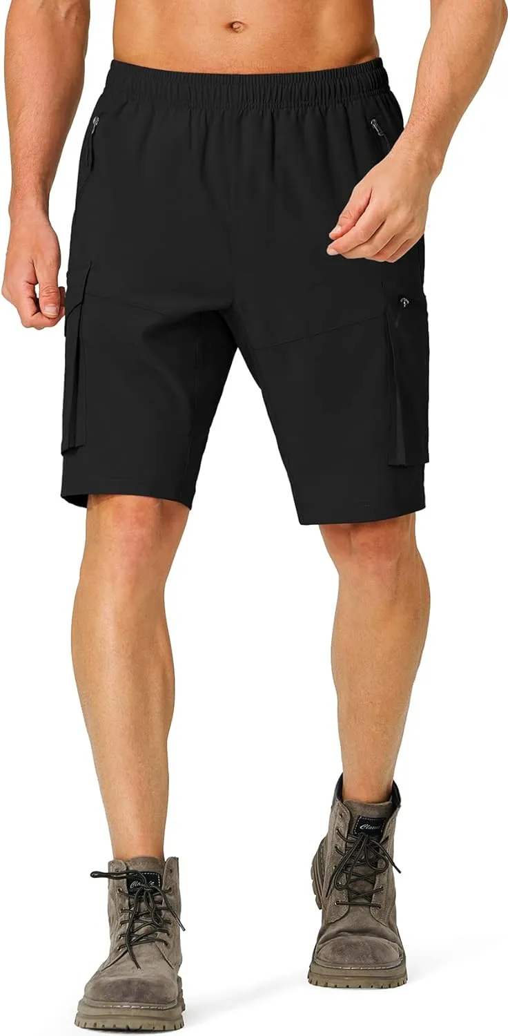 Men's Hiking Cargo Shorts Quick Dry Lightweight Summer Travel Shorts with Zipper Pockets for Camping Fishing Golf