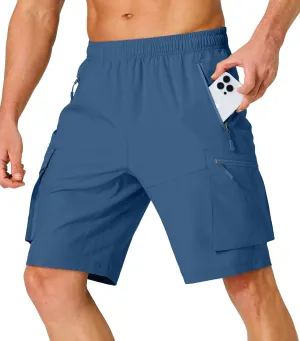 Men's Hiking Cargo Shorts Quick Dry Lightweight Summer Travel Shorts with Zipper Pockets for Camping Fishing Golf