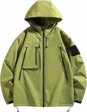 Mens Jacket Winter Zip Up Hoodies Casual Fashion Loose Pockets Windproof Long Sleeve Coat