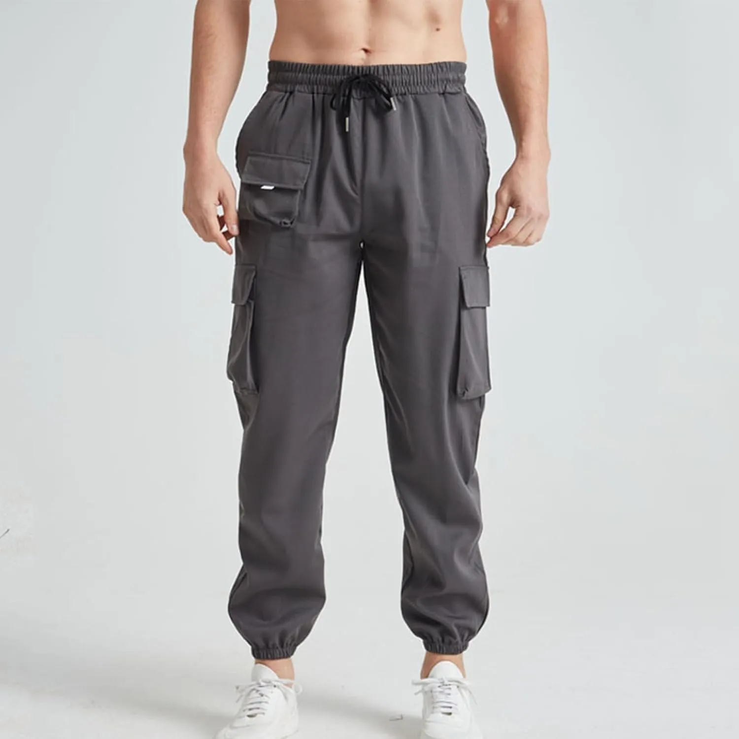 Mens Joggers Casual Relaxed Fit Lightweight Drawstring Cargo Pants with Pocket Sports Athletic Outdoor Sweatpants