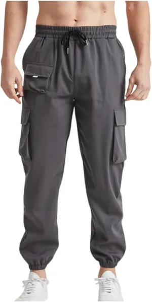 Mens Joggers Casual Relaxed Fit Lightweight Drawstring Cargo Pants with Pocket Sports Athletic Outdoor Sweatpants
