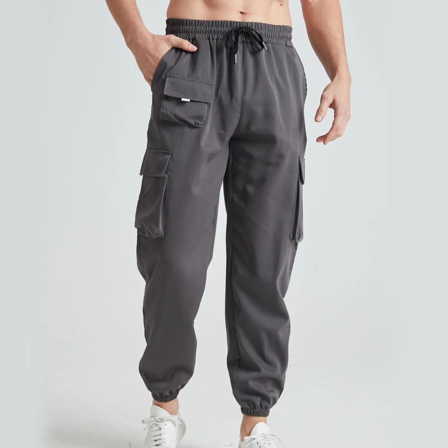 Mens Joggers Casual Relaxed Fit Lightweight Drawstring Cargo Pants with Pocket Sports Athletic Outdoor Sweatpants