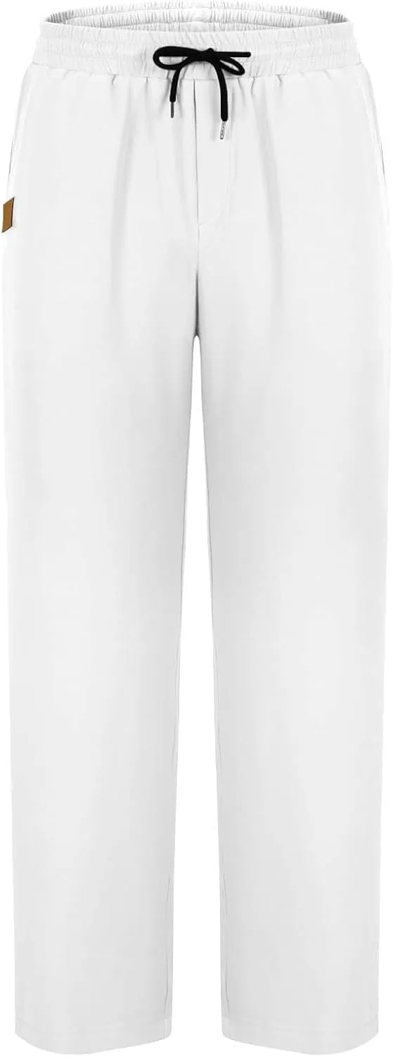 Mens Pants Cargo Elastic Waist Drawstring Straight Pants with Pocket Casual Outdoor Jogger Running Sport Trousers