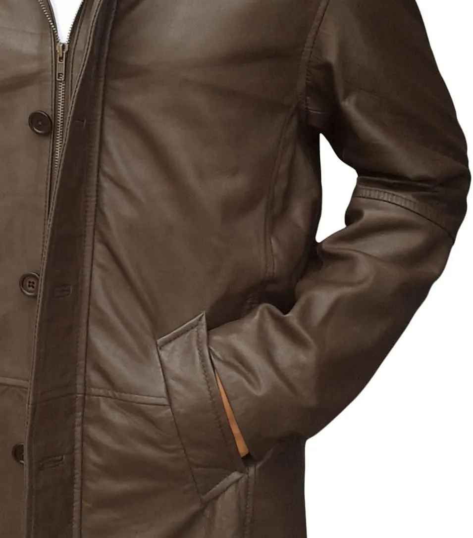 Mens Retro Designer Classic Real Leather Winter Jackets And Coats