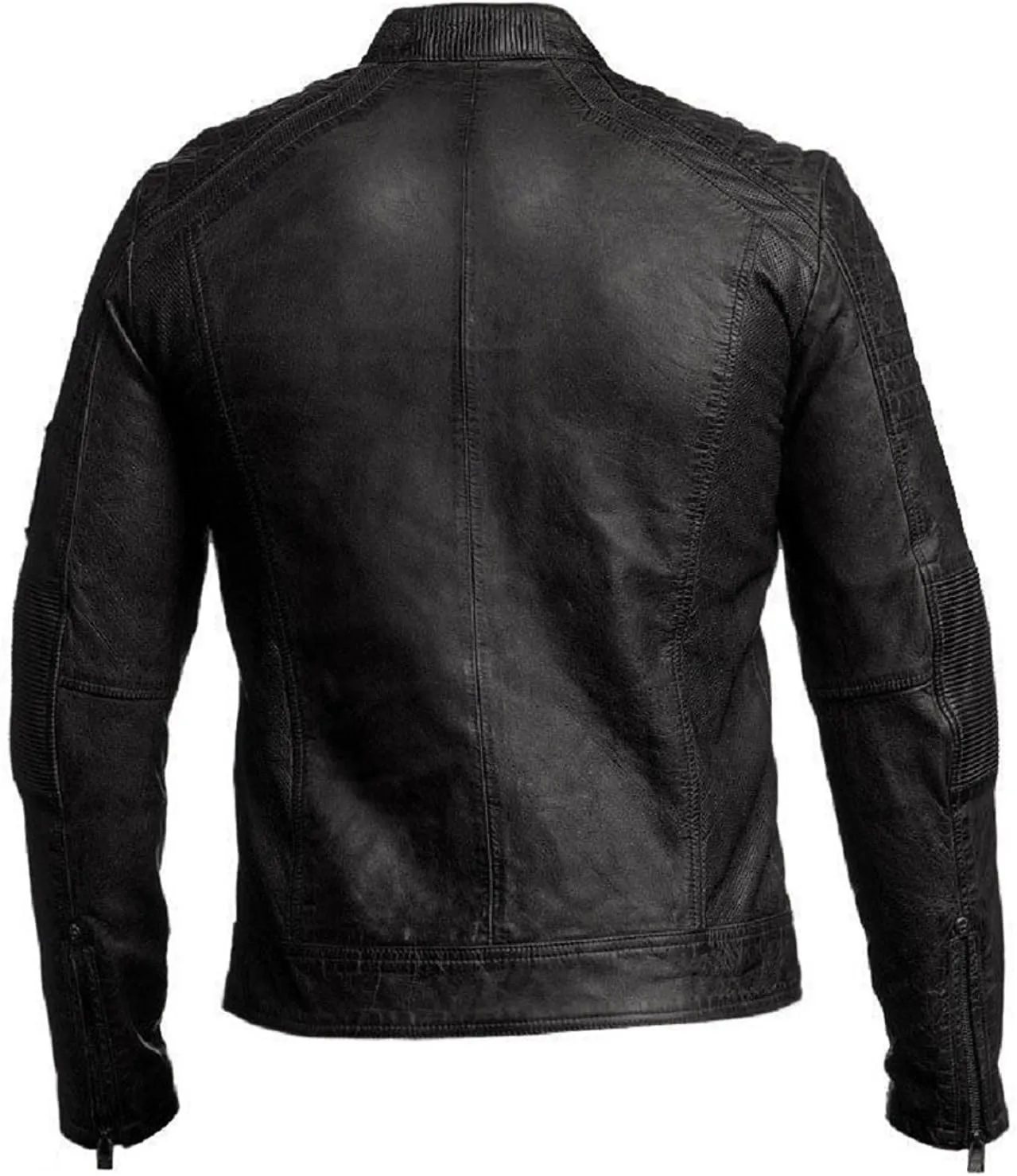 Men's Retro Distressed Motorcycle Leather Jacket - Vintage Cafe Racer Biker Leather Jacket For Men