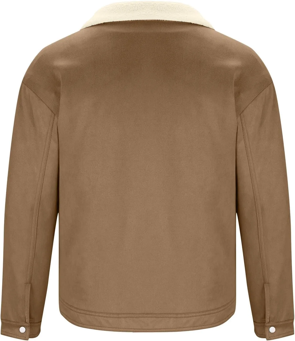 Men's Sherpa Lined Jacket Casual Suede Trucker Jacket Lapel Button Down Fleece Warm Winter Coats with Pockets