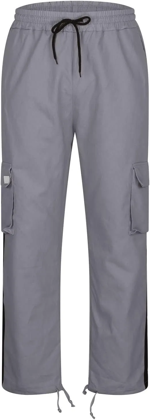 Mens Sports Cargo Pants Patchwork Trendy 2025 Work Pants for Men Casual Straight Leg Relaxed Fit Trousers with Pocket