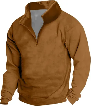 Men's Sports Shirts 1/4 Zip Pullover Vintage Sweater Long Sleeve Running Workout Tops Sweatshirt