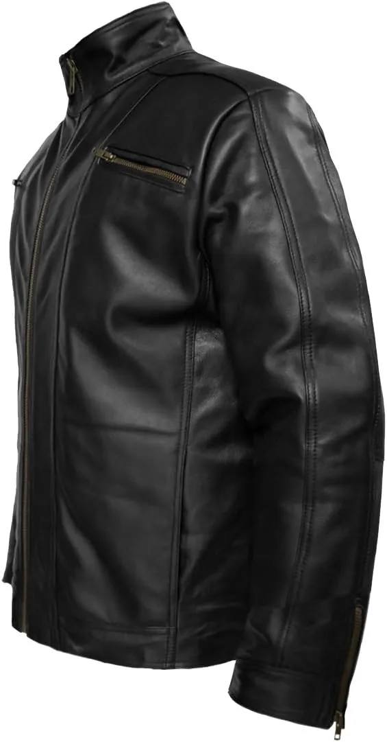 Men's Stylish Faux Leather Motorbike Bomber Biker Vintage Style Jacket #530-FL