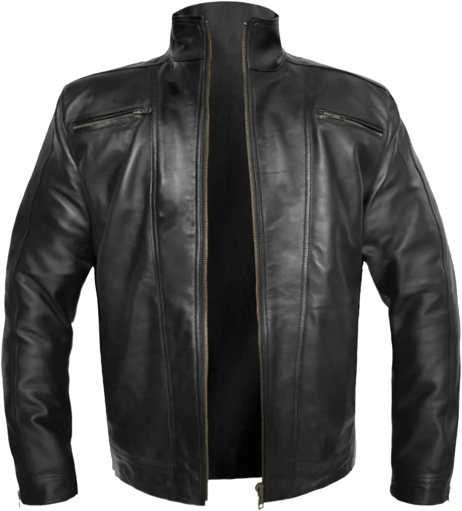 Men's Stylish Faux Leather Motorbike Bomber Biker Vintage Style Jacket #530-FL