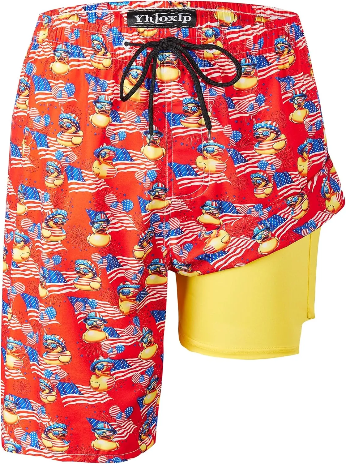 Mens Swim Trunks 9 Inch Inseam Stretch Board Shorts Built-in Quick Dry Swimwear Bathing Suits with Compression Liner