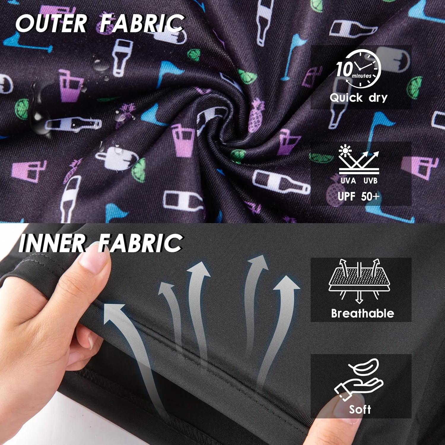 Mens Swim Trunks with Compression Liner 5.5" Board Shorts with Zipper Pockets 2 in 1 Quick Dry Bathing Suits