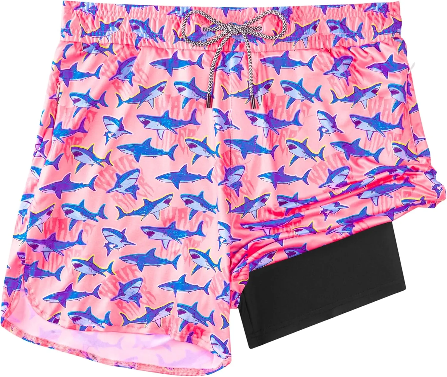 Mens Swim Trunks with Compression Liner 5.5" Board Shorts with Zipper Pockets 2 in 1 Quick Dry Bathing Suits