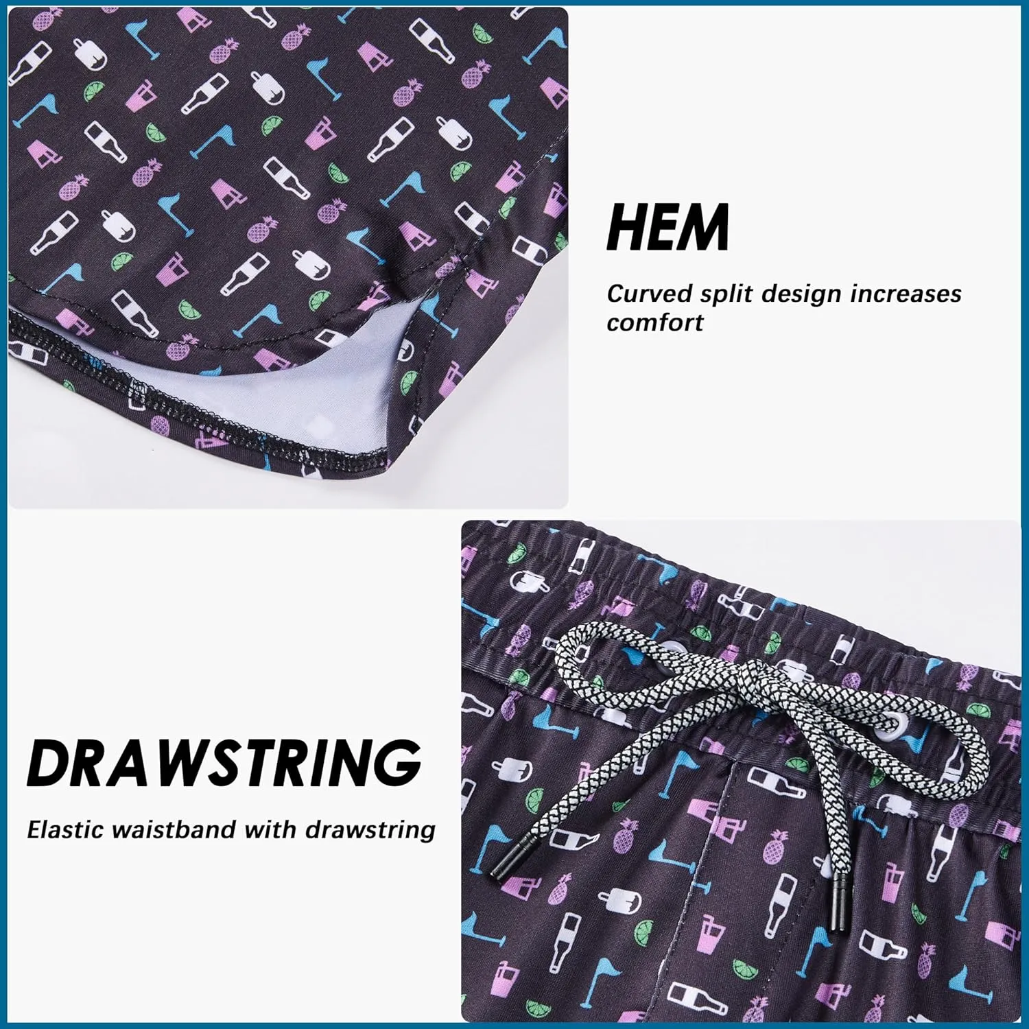 Mens Swim Trunks with Compression Liner 5.5" Board Shorts with Zipper Pockets 2 in 1 Quick Dry Bathing Suits
