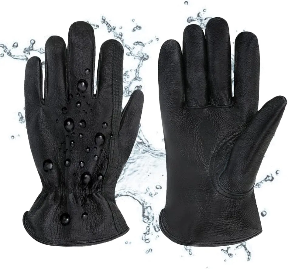Men's Water Resistant Cowhide Leather Work Gloves for Construction,Gardening Gloves,Waterproof Mechanic Gloves