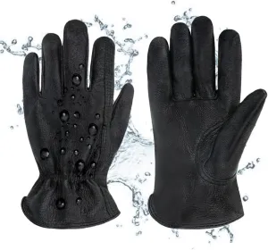 Men's Water Resistant Cowhide Leather Work Gloves for Construction,Gardening Gloves,Waterproof Mechanic Gloves