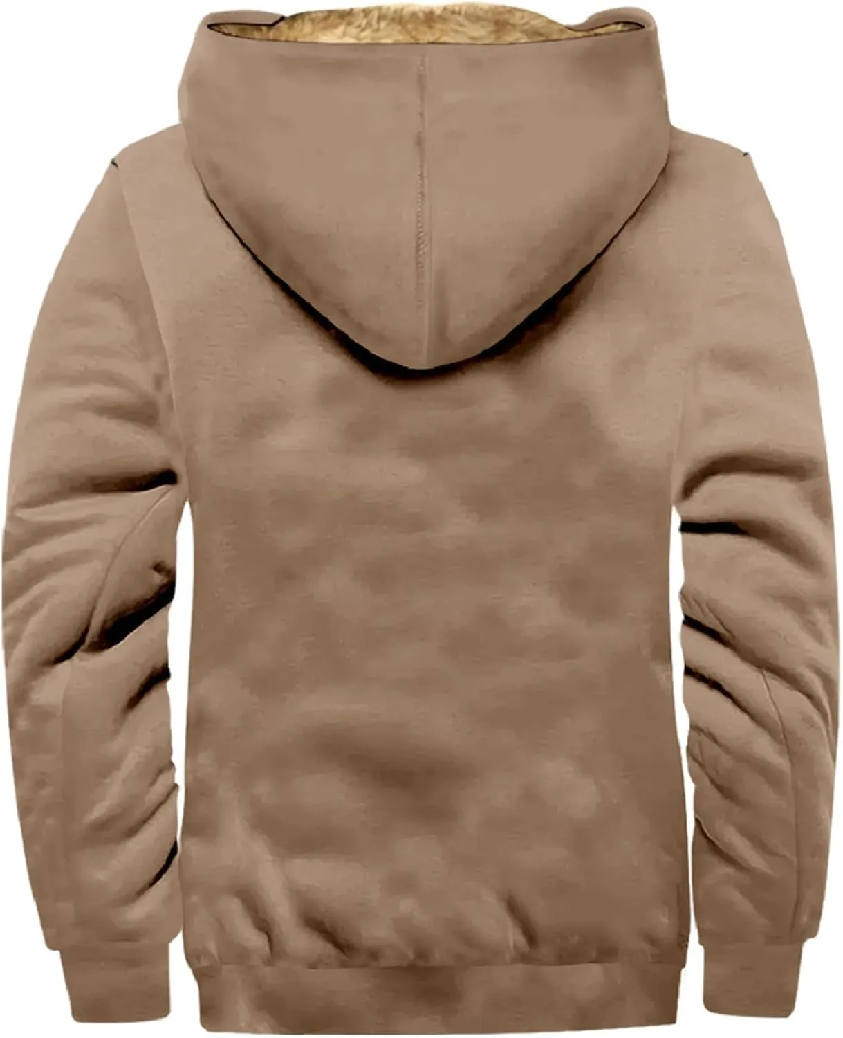 Men's Winter Jacket Hooded Sweater with Brown Pocket Cotton Jacket Hooded Windproof Windbreaker Jacket for Men
