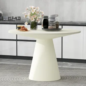 Merax Round Dining Table, Retro Style Wooden Round Dining Table, Kitchen Table for Kitchen Room, Living Room (White)