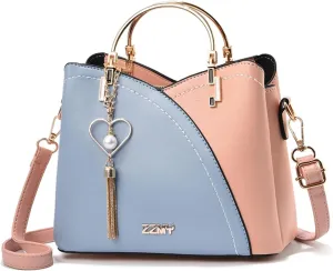 Messenger PU Leather Contrast Color Stitching Totes Women Handbag Tassels Shoulder Top Handle Waterproof Crossbody