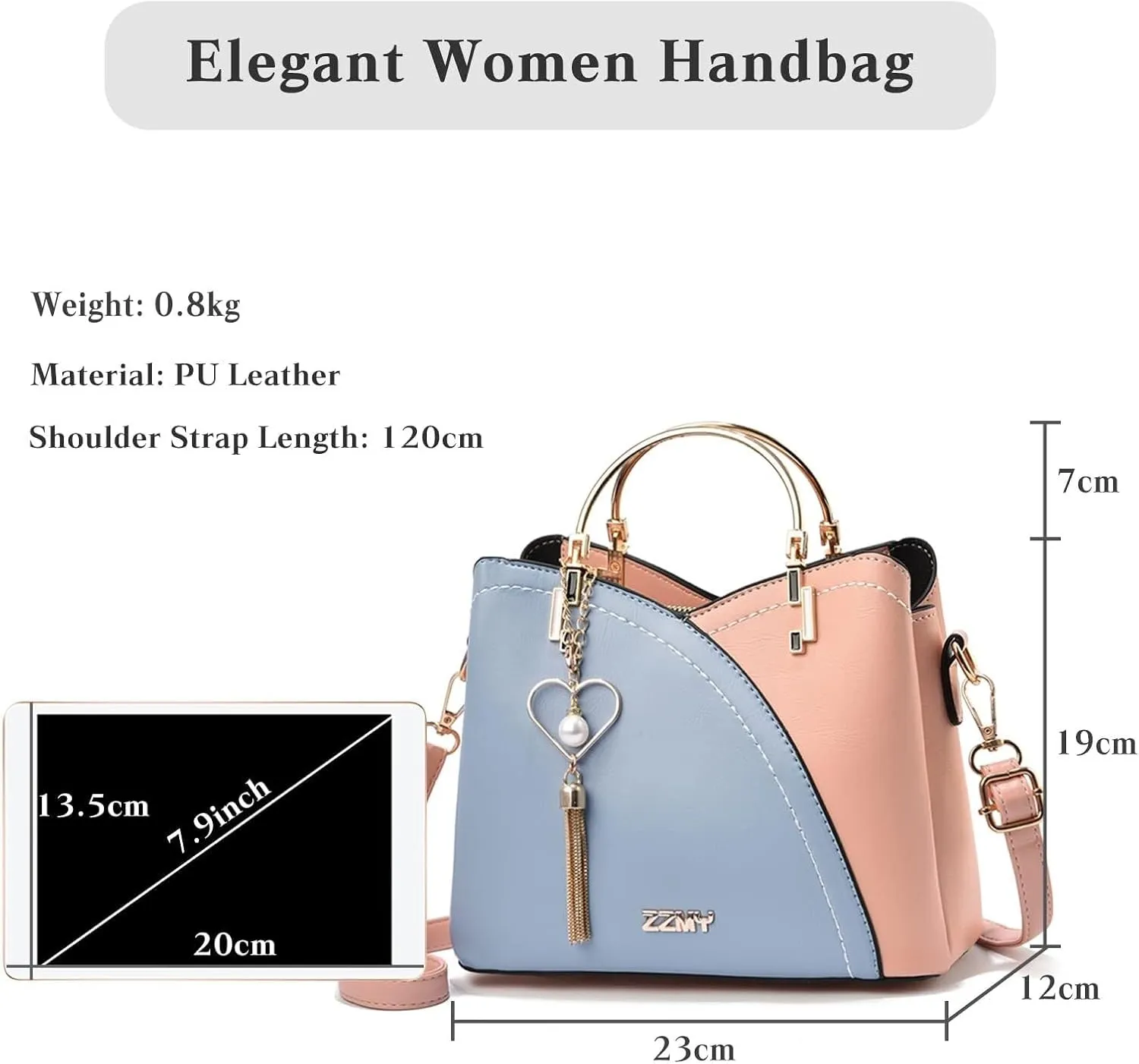 Messenger PU Leather Contrast Color Stitching Totes Women Handbag Tassels Shoulder Top Handle Waterproof Crossbody