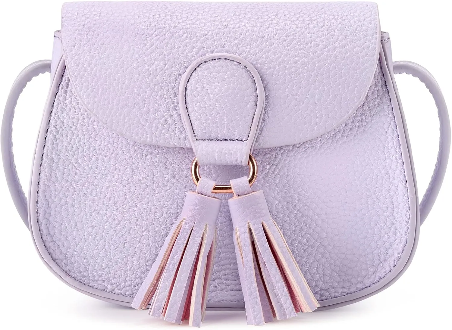 mibasies Kids Purse for Little Girls Toddler Crossbody Bag with Tassel (Lambskin Purple, Medium)
