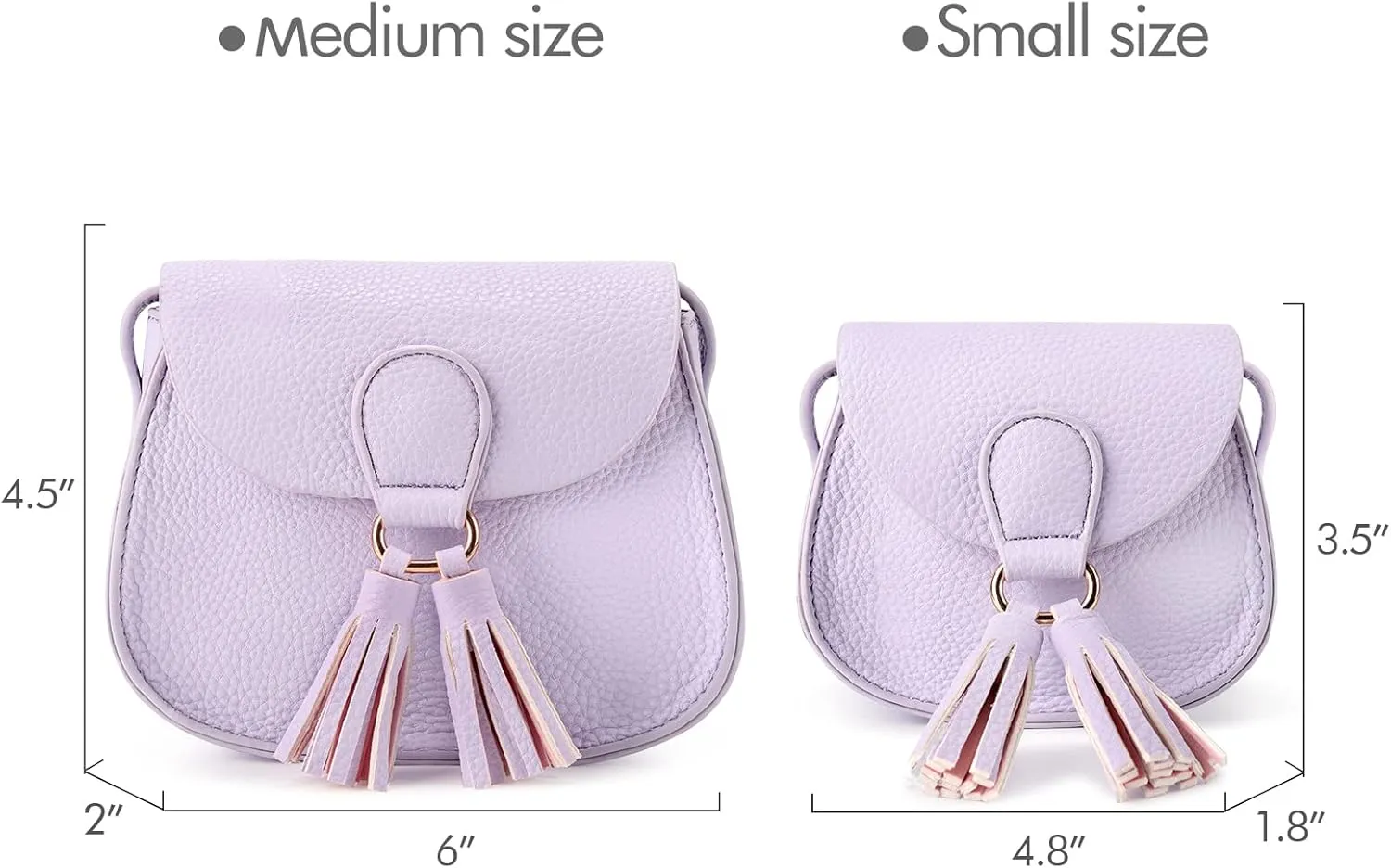 mibasies Kids Purse for Little Girls Toddler Crossbody Bag with Tassel (Lambskin Purple, Medium)