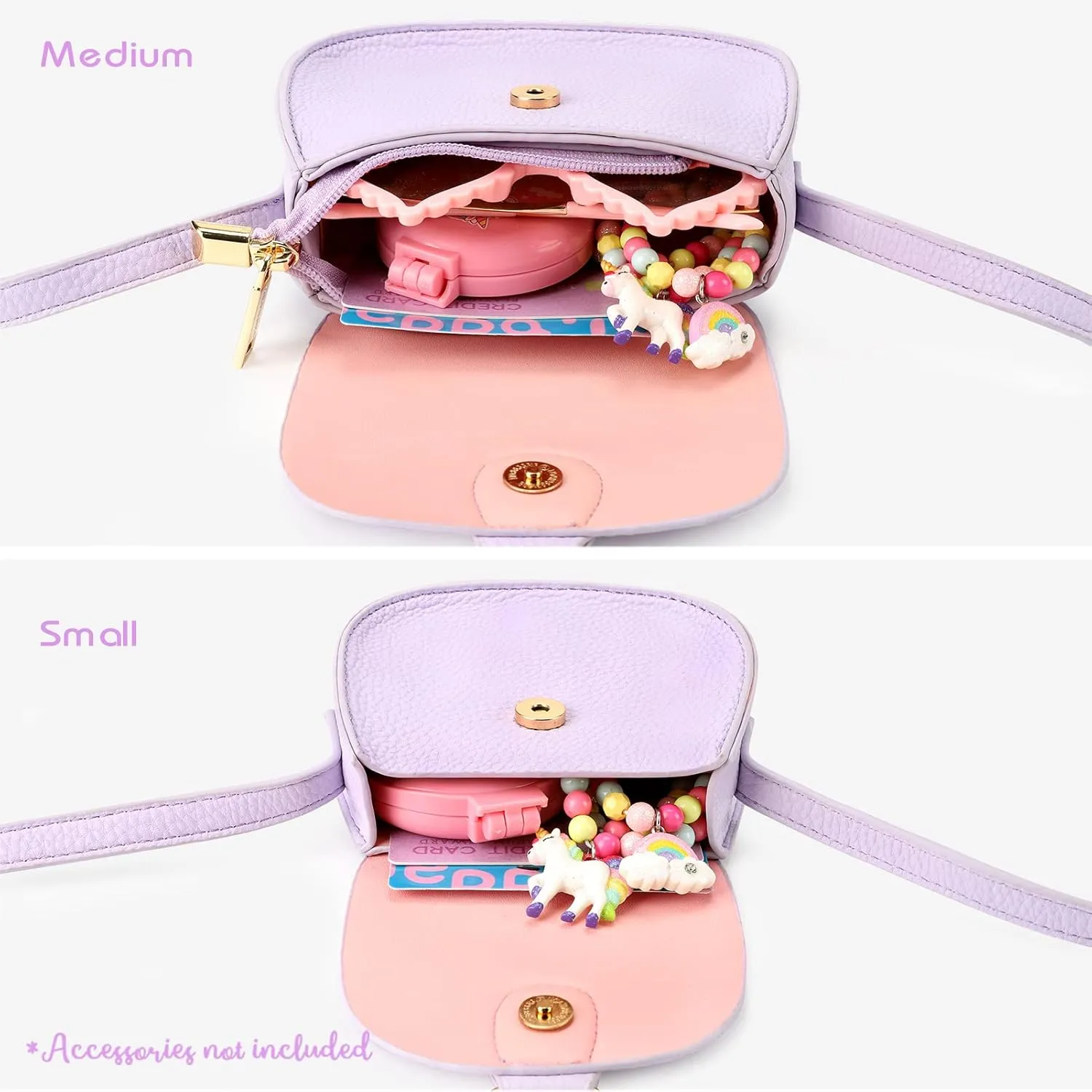 mibasies Kids Purse for Little Girls Toddler Crossbody Bag with Tassel (Lambskin Purple, Medium)